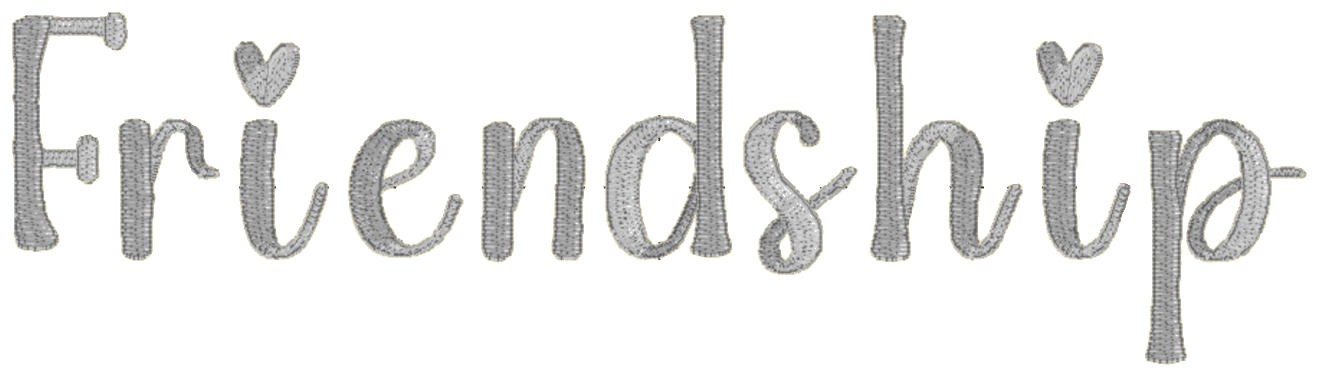 Embroidery lettering sample, Friendship