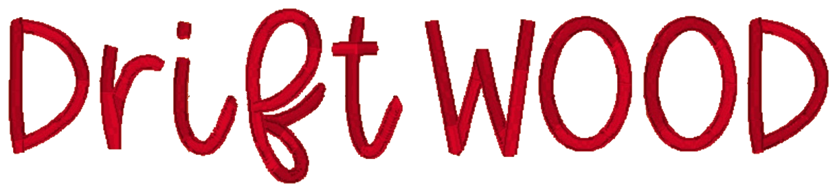 Embroidery lettering sample, Driftwood