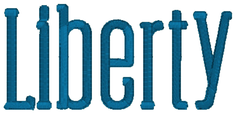 Embroidery lettering sample, Liberty